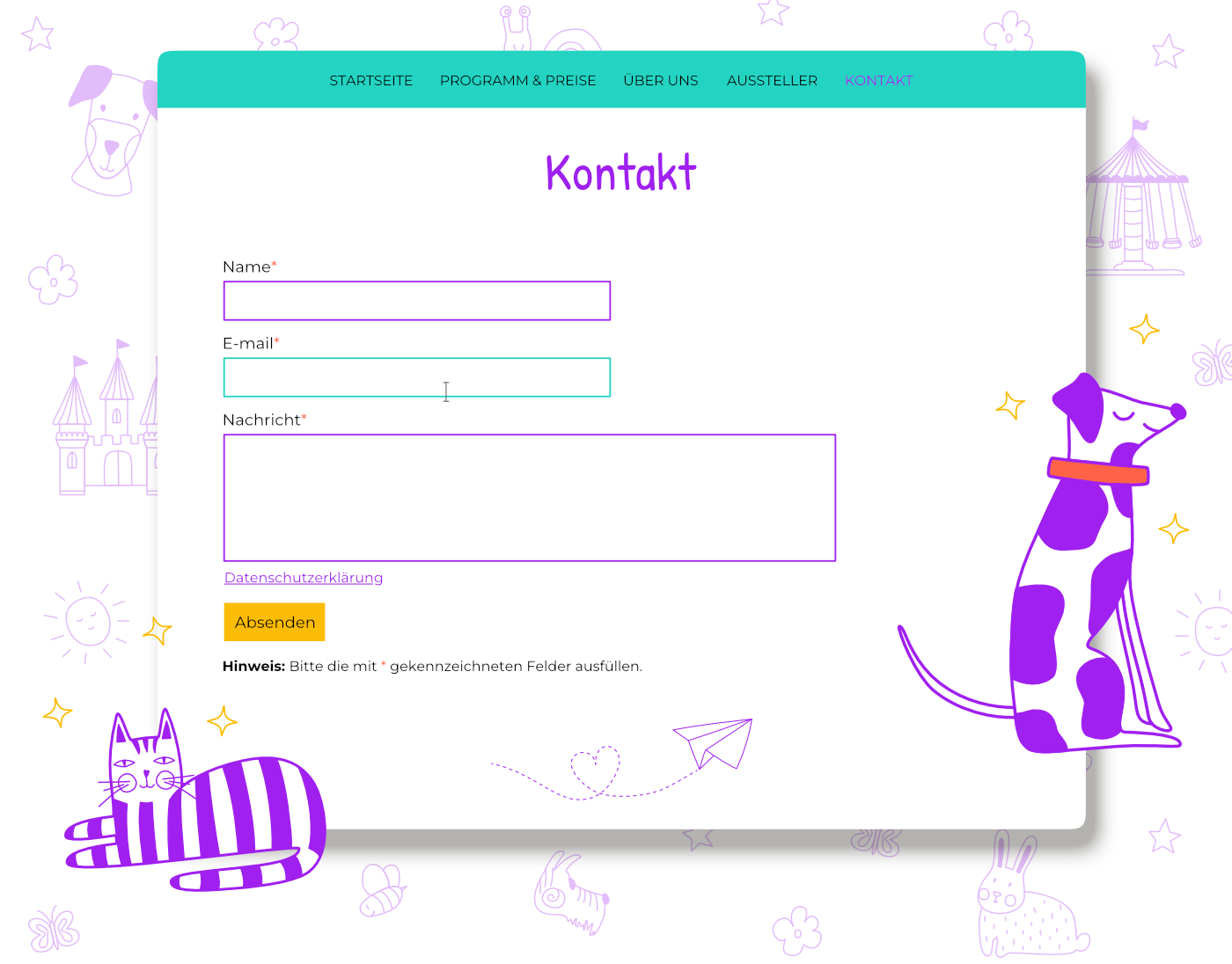 Kunterbunt Website Design Entwurf